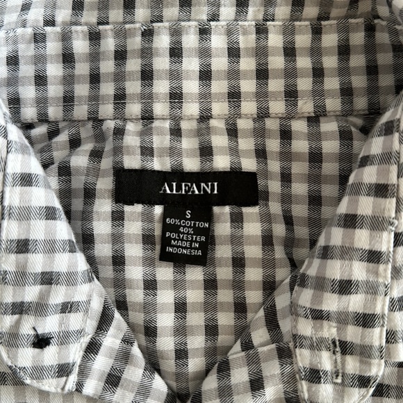 Alfani Dress Shirt Men’s Small black white Checkered buttons long-sleeve slim - Picture 3 of 8